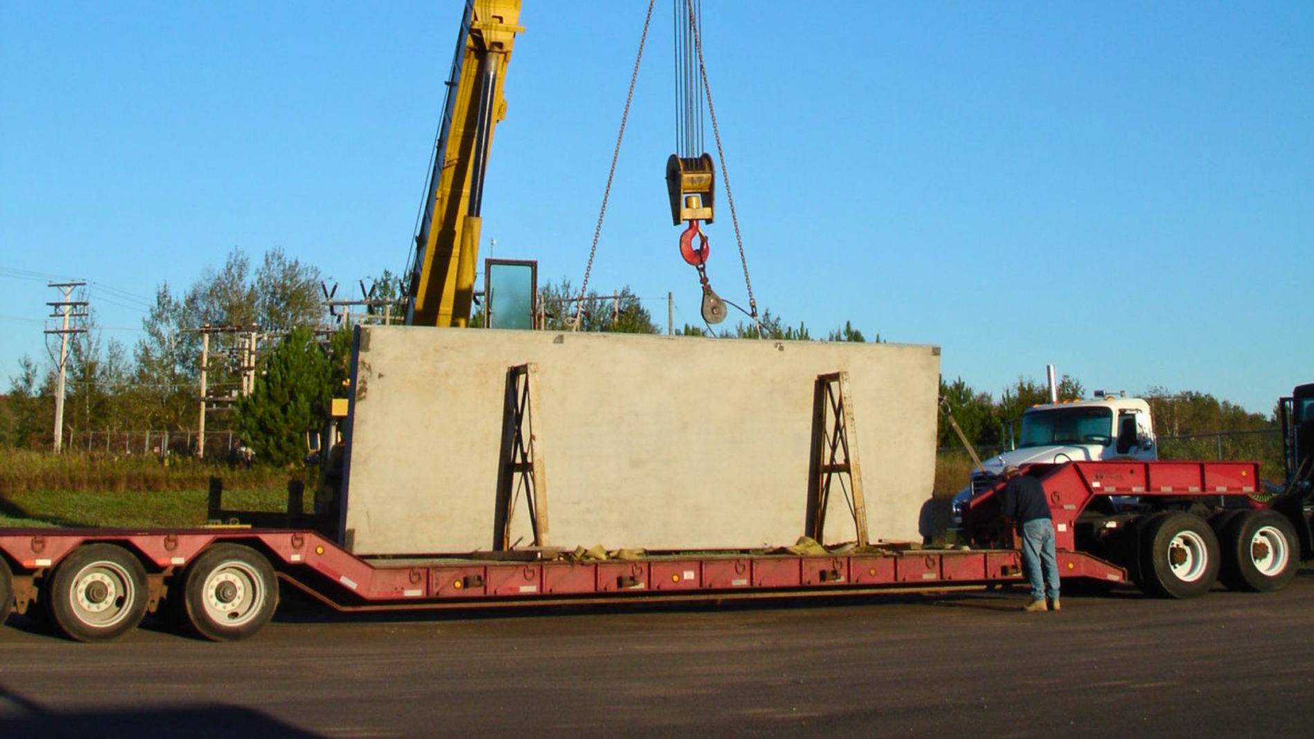 Precast concrete loaded onto a truck